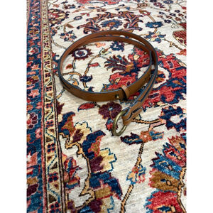 Chaps Tan Leather D-Ring Belt Size M Brown Adjustable Classic Preppy Casual